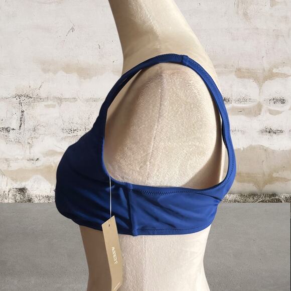 J. Crew NWT Heritage Scoop Neck Bikini Top Womens Navy Blue - Picture 3 of 6